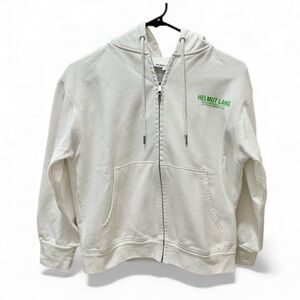 Helmut Lang Limited Edition Zip Front Hoodie Sweatshirt Size Small white
